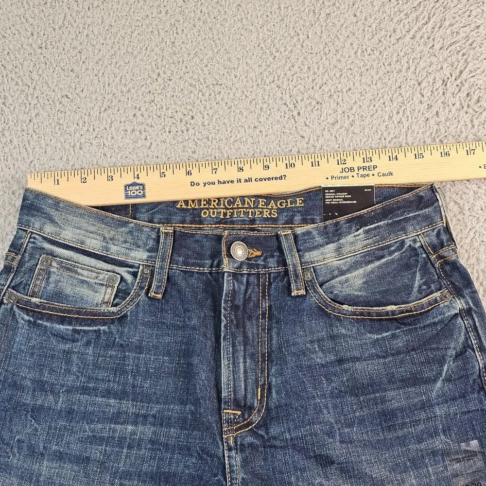 American Eagle Original Straight Jeans Mens 30x30 Blue Medium Vintage Wash Denim